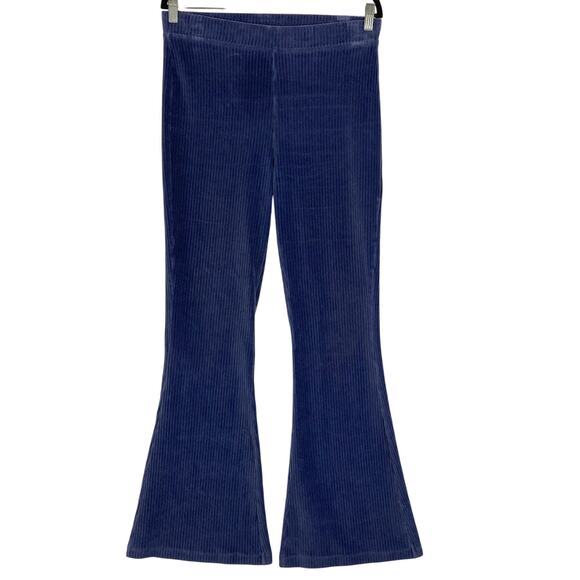 AERIE Pants L Blue Corduroy Flare Wide Stretch Pull-Up - Picture 4 of 14